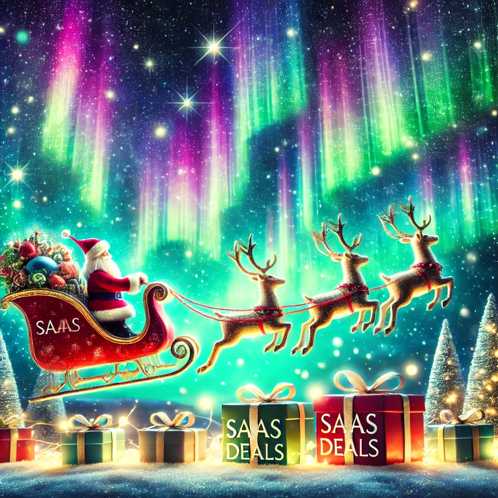 AI-generated image of Santa’s sleigh on a starry night